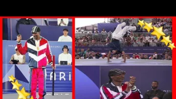 Snoop Dogg porte des baskets Skechers pour donner le coup d’envoi du breaking aux Jeux olympiques de Paris 2024 en août 2024