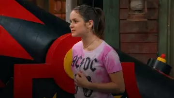 Tie-Dye AC/DC For Those About To Rock Pink Tie Dye Girls T-Shirt Tee worn by Winnie Webber (Shiloh Verrico) as seen in BUNK'D: Learning the Ropes (S07E17)