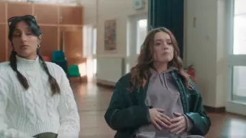 Urban Outfitters Purple Geometric Hoodie Dress worn by Gemma (Aimee Lou Wood) as seen in Daddy Issues (S01E04)