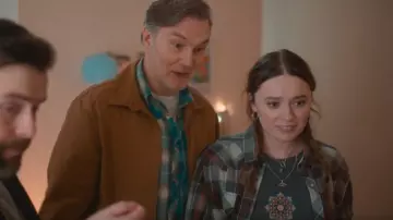 Urban Outfitters Blue Geometric T-Shirt worn by Gemma (Aimee Lou Wood) as seen in Daddy Issues (S01E06)