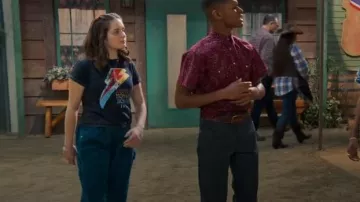 Urban Outfitters David Bowie 1973 Alexa Baby Tee worn by Winnie Webber (Shiloh Verrico) as seen in BUNK'D: Learning the Ropes (S07E20)