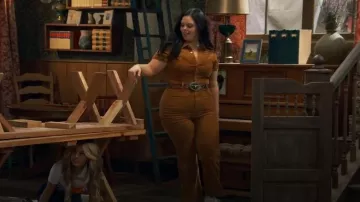 Show Me Your Mumu Cropped Everhart Jumpsuit worn by Lou Hockhauser (Miranda May) as seen in BUNK'D: Learning the Ropes (S07E20)