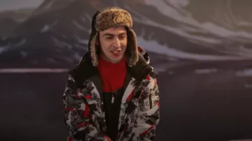 Quvana Ski Suit Winter Waterproof Windproof Hooded Snow Coat 2 Pieces Snowboarding Snowsuits worn by Parker Preston (Trevor Tordjman) as seen in BUNK'D: Learning the Ropes (S07E20)