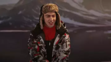 Quvana Ski Suit Winter Waterproof Windproof Hooded Snow Coat 2 Pieces Snowboarding Snowsuits worn by Parker Preston (Trevor Tordjman) as seen in BUNK'D: Learning the Ropes (S07E20)