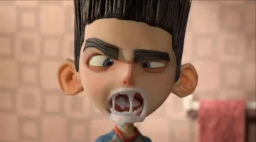The true face of Norman Babcock (Kodi Smit-McPhee) in The Strange power of Norman