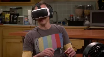 Headset of augmented reality Sheldon Cooper ( Jim Parsons ) in The Big Bang Theory