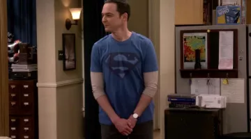 t shirt superman blue logo of Sheldon Cooper (Jim Parsons) in The Big Bang Theory