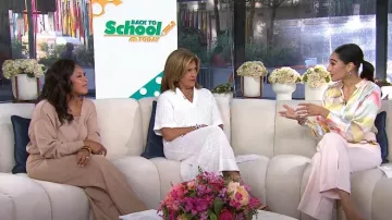 Pearl by Lela Rose Pointelle Midi Dress worn by Hoda Kotb as seen in Today on August 22, 2024