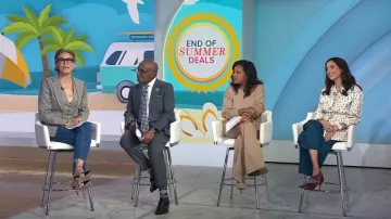 Chaqueta de seda estampada de Prada usada por Jacqui Gifford como se ve en Today el 22 de agosto de 2024