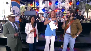 L'Agence Lorde High-Rise Flare Pants worn by Hoda Kotb as seen in Today on August 23, 2024