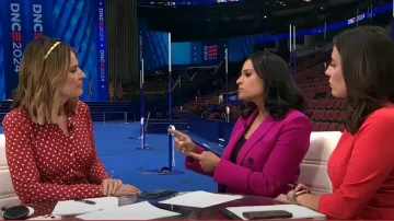 Veronica Beard Lex Polka Dot Shirtdress worn by Savannah Guthrie as seen in Today on August 23, 2024