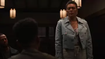Generation Love Camila Denim Trench Coat Light Blue worn by Viola 'Vy' Smith (April Parker Jones) as seen in Bel-Air (S03E06)