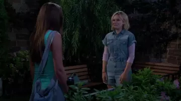 Altar'd State Skylar Denim Romper worn by  Lucy Romalotti(Lily Brooks O'Briant) as seen in The Young and the Restless on August 23, 2024