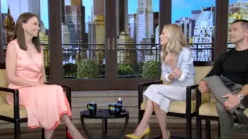 Derek Lam 10 Crosby Kathleen Satin Sleeveless Wrap Midi-Dress worn by Sutton Foster as seen in LIVE with Kelly and Mark on August 19, 2024