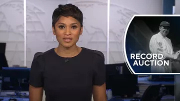 Calvin Klein Scuba Suede Round Neck Short Sleeve Sheath Dress worn by Jericka Duncan as seen in CBS Evening News on August 26, 2024