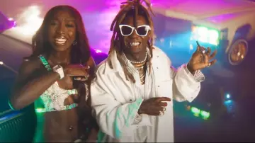 Balenciaga White Butterfly Weekend Sunglasses worn by Lil Wayne in Flau'jae, Lil Wayne - Came Out A Beast (Official Music Video)