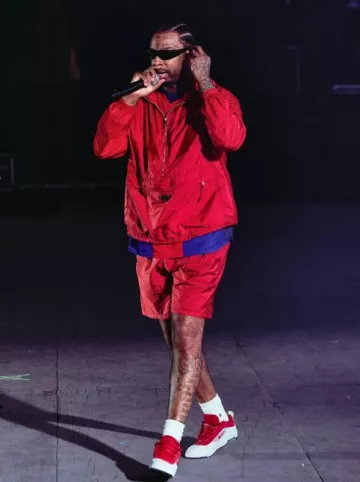 Shorts de baño Prada Red Re Nylon usados por 21 Savage en la cuenta de Instagram @thejohncanon