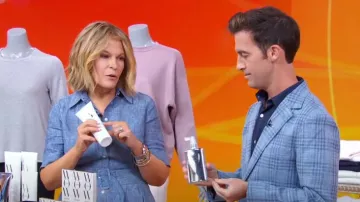 Vestido camisero midi de lino Boden Louise en auténtico cambray azul usado por Tory Johnson como se vio en Good Morning America el 22 de agosto de 2024