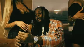 Chrome Hearts Red Plaid Sleeve Logo Padded Shirt worn by Babyface Ray in Babyface Ray - Count Money (Official Video) ft. Bossman Dlow