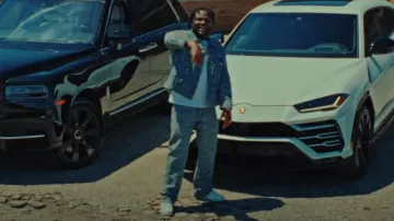 Lanvin x Future Blue Denim Allover Logo Jacket portée par Tee Grizzley à Tee Grizzley - Detroit (Feat. 42 Dugg) [Vidéo officielle]