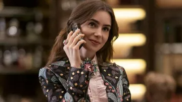 Get the bags from Emily In Paris: Lily Collins wears Mini satin clutch to play Emily Cooper in season 4, episode 10