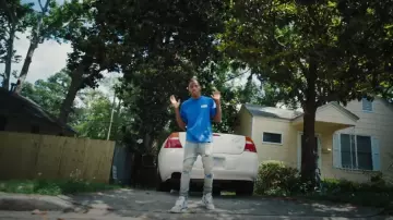 Amiri Antique Indigo & Blue Suede MX1 Jeans worn by Quando Rondo in Quando Rondo - Could've Been Me (Official Music Video)