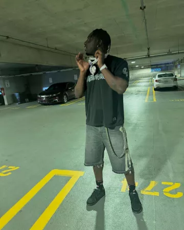 Kapital Black Denim Skeleton Shorts worn by Sleepy Hallow on the Instagram account @_sleepyhallow_