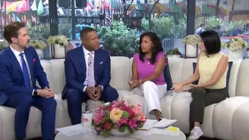 Zara Jewel and Pearl Knit Top worn by Vicky Nguyen as seen in Today on August 29, 2024