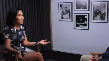 French Connection Ball Camo Print Dress worn by Vicky Nguyen as seen in Today on August 29, 2024