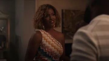 Missoni Wave Motif One-shoulder Top with Lurex worn by Vivian Banks (Cassandra Freeman) as seen in Bel-Air (S03E07)
