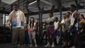 Lacoste Color Blocked, Mongram Full Zip Up Jacket worn by Quentin (Vic Mensa) as seen in Bel-Air (S03E08)