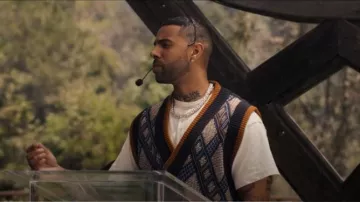 Nicholas Daley Gilet pull en laine tricoté réversible porté par Quentin (Vic Mensa) comme on le voit dans Bel-Air (S03E08)