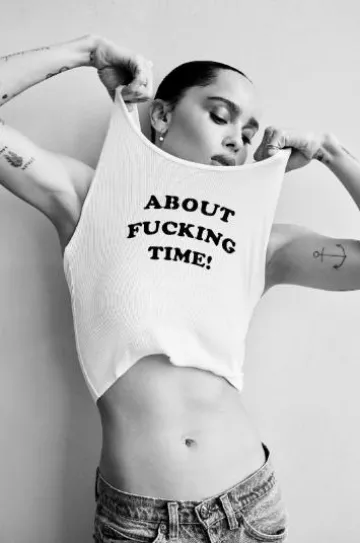 Stella McCartney About F* Time Stretch Cotton Tank Top worn by Zoë Kravitz at Esquire Magazine on September 2024