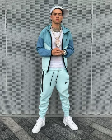 Nike Light Glacier Blue Fleece Joggers worn by Central Cee on the Instagram account @centralcee