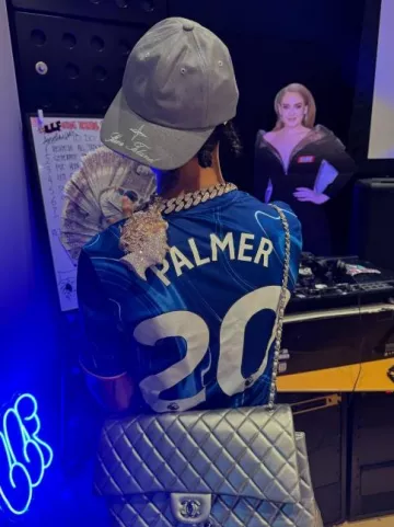 Nike 2024-25 Chelsea FC Blue #20 Palmer Jersey worn by Central Cee on the Instagram account @centralcee