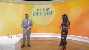 Robe Rhode Lulani en encre Morlaix Fleur Grande portée par Michelle Henry comme on le voit dans Today le 3 septembre 2024
