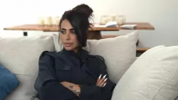 Babaton Howitt Dress Womens Black Long Sleeve Belted Silk Shirt Dress worn by Sara Al Madani as seen in The Real Housewives of Dubai (S02E13)