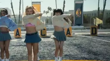 For Love & Lemons Vera Cropped Cutout Sweater worn by Ua as seen in Pop Star Academy: KATSEYE (S01E07)