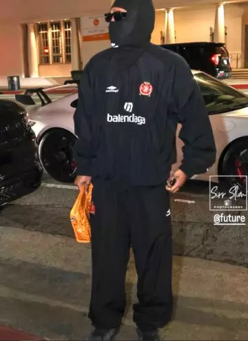 Balenciaga Black Baggy Soccer Trackpants worn by Future on the Instagram account @future