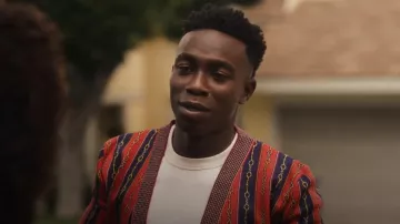 Gucci Horsebit Chain Colourblock Stripe Cardigan worn by Carlton Banks (Olly Sholotan) as seen in Bel-Air (S03E09)