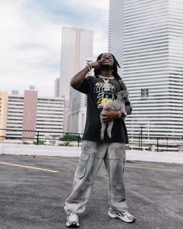 Diesel Light Blue Dirty D-Fish Cargo Jeans worn by Jack Boy on the Instagram account @1804jackboy