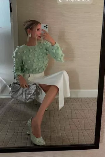 Loewe Bauble-Trimmed Cropped Sweater worn by  Leonie Hanne on her Instagram Story on September 8, 2024