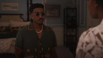 Camisa de seda adornada con cuentas de Bode usada por Jazz (Jordan L. Jones) como se ve en Bel-Air (S03E10)