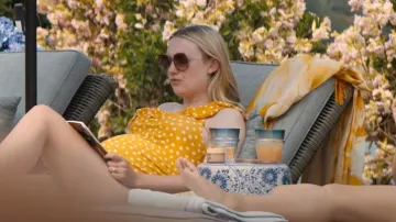 Beach Bump by Motherhood Maternity Ruffle Front One Shoulder Maternity Swimsuit worn by Abby Winbury (Dakota Fanning) as seen in The Perfect Couple (S01E01)