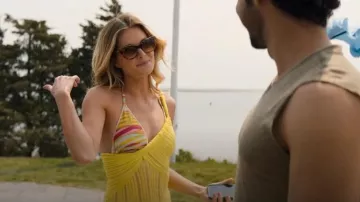 Becca by Rebecca Virtue Awaken Triangle Bikini Top worn by Merritt Monaco (Meghann Fahy) as seen in The Perfect Couple (S01E01)