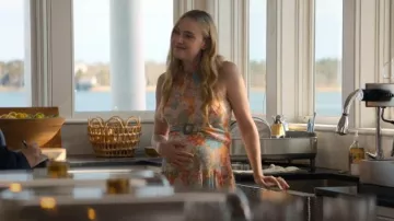 Taylor Halter Belted Tiered Floral Maxi Dress worn by Abby Winbury (Dakota Fanning) as seen in The Perfect Couple (S01E02)