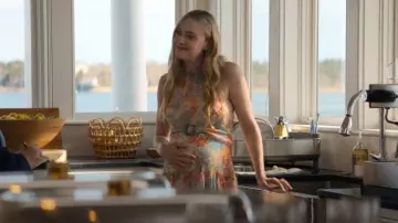 Taylor Halter Belted Tiered Floral Maxi Dress worn by Abby Winbury (Dakota Fanning) as seen in The Perfect Couple (S01E02)