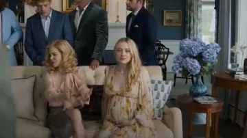 Costarellos Floral-Print Pleated Maxi Dress worn by Abby Winbury (Dakota Fanning) as seen in The Perfect Couple (S01E03)