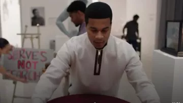 Reiss Hale Contrast Half-Zip Funnel Neck Jumper worn by Coach Marcus Turner (Cory Hardrict) as seen in All American: Homecoming (S03E10)