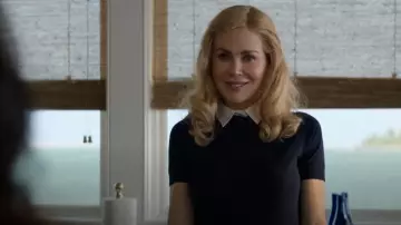 Ralph Lauren Short-Sleeve Cashmere Sweater w/ Detachable Collar worn by Greer Garrison Winbury (Nicole Kidman) as seen in The Perfect Couple (S01E05)